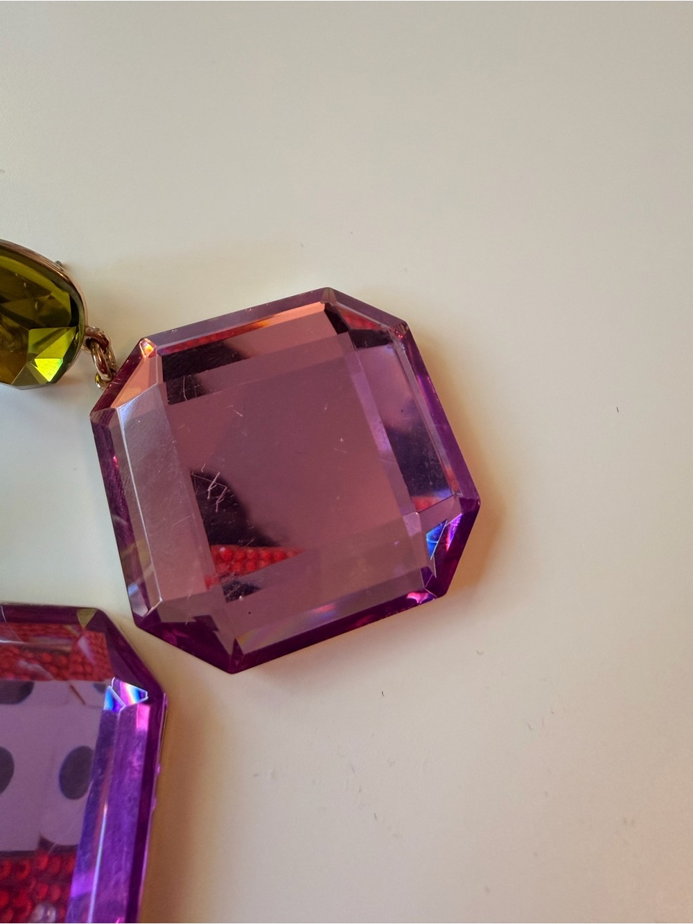 Mango Purple and Olive Green Drop Crystal Earrings - Picture 10 of 11